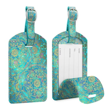 [2 Pack] Fintie Luggage Tags, PU Leather Name ID Label Holder with Privacy Cover Travel Bag Cruise Suitcase Identifier