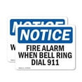thumbnail image 1 of (2 Pack) Fire Alarm When Bell Rings Dial 911 OSHA Notice Sign 10 Inch X 7 Inch Vinyl Label Decal Sticker Weather Resistant, UV Protected for Workplace, Business, and Construction Site,, 1 of 7