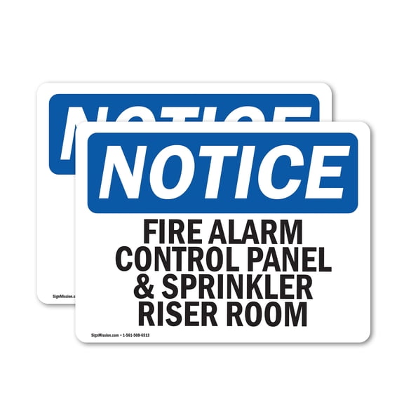 (2 Pack) Fire Alarm Control Panel And Sprinkler Riser Room OSHA Notice Sign