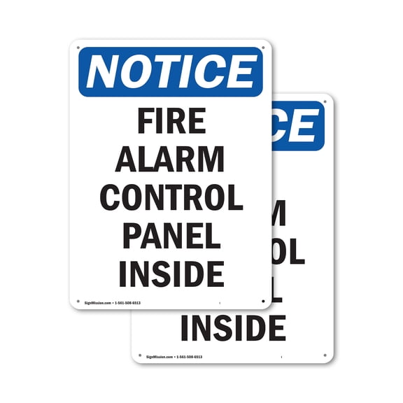 (2 Pack) Fire Alarm Control Panel Inside OSHA Notice Sign 18 Inch X 24 Inch Plastic Sign, Weather Resistant, UV Protected for Workplace, Business, and Construction Site, Made in the USA