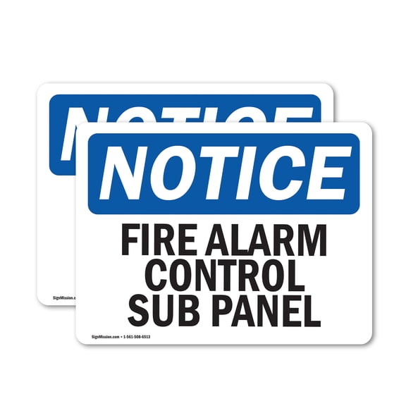 (2 Pack) Fire Alarm Control Sub Panel OSHA Notice Sign 5 Inch X 3.5 Inch Vinyl Label Decal Sticker Weather Resistant, UV Protected for Workplace, Business, and Construction Site, Made