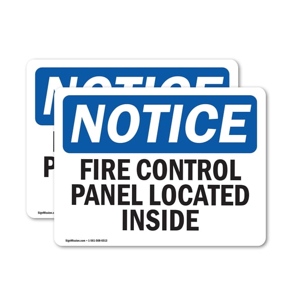 (2 Pack) Fire Control Panel Located Inside OSHA Notice Sign 24 Inch X 18 Inch Vinyl Label Decal Sticker Weather Resistant, UV Protected for Workplace, Business, and Construction Site,
