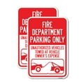 thumbnail image 1 of (2 Pack) Fire Department Parking Only Unauthorized Vehicles Towed at Owner Expense with Graphic | 12" X 18" Heavy-Gauge Aluminum Sign | Rust Free Aluminum, Weather Resistant, Waterproof, 1 of 4