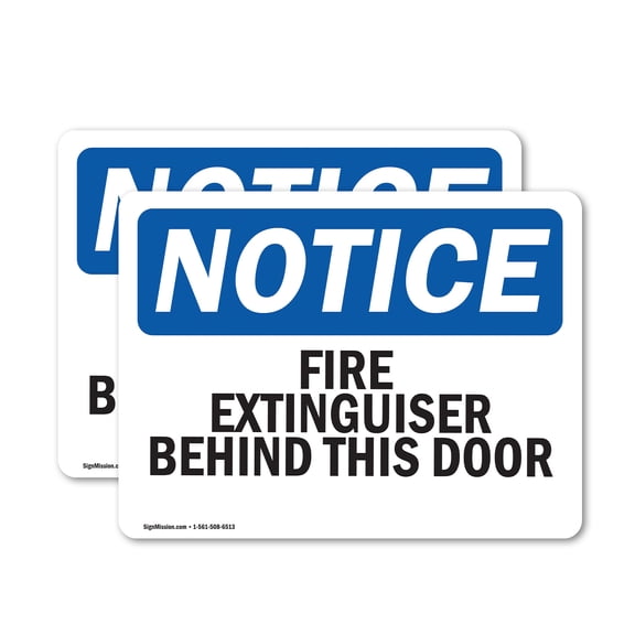 (2 Pack) Fire Extinguisher Behind This Door OSHA Notice Sign 5 Inch X 3.5 Inch Vinyl Label Decal Sticker Weather Resistant, UV Protected for Workplace, Business, and Construction Site,