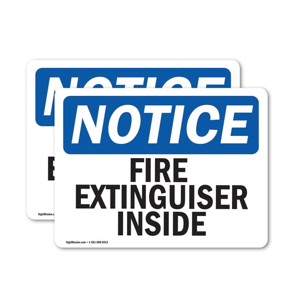 (2 Pack) Fire Extinguisher Inside OSHA Notice Sign 5 Inch X 3.5 Inch Vinyl Label Decal Sticker Weather Resistant, UV Protected for Workplace, Business, and Construction Site, Made in