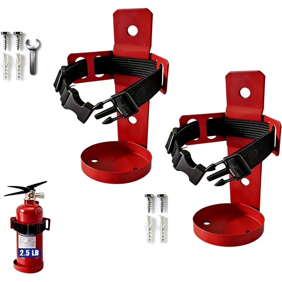 2 Pack Fire Extinguisher Mount for 2.5LB, Heavy Duty Quick Release Metal Wall Mount Bracket, Mini Holder for 2.5 Pound Extinguishers