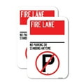 thumbnail image 1 of (2 Pack) Fire Lane - No Parking or Standing Anytime (With No Parking Symbol) | 12" X 18" Heavy-Gauge Aluminum Sign | Rust Free Aluminum, Weather Resistant, Waterproof, Fade Resistant, 1 of 4