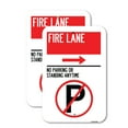 thumbnail image 1 of (2 Pack) Fire Lane - No Parking or Standing Anytime (With No Parking Symbol and Right Arrow) | 12" X 18" Heavy-Gauge Aluminum Sign | Rust Free Aluminum, Weather Resistant, Waterproof,, 1 of 4