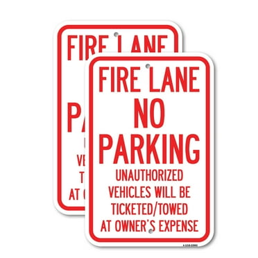 (2 Pack) Fire Lane No Parking Unauthorized Vehicles Will Be Ticketed Towed at Owners Expense | 12" X 18" Heavy-Gauge Aluminum Sign | Rust Free Aluminum, Weather Resistant, Waterproof,