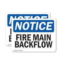 (2 Pack) Fire Main Backflow OSHA Notice Sign 18 Inch X 12 Inch Vinyl Label Decal Sticker Weather Resistant, UV Protected for Workplace, Business, and Construction Site, Made in the USA