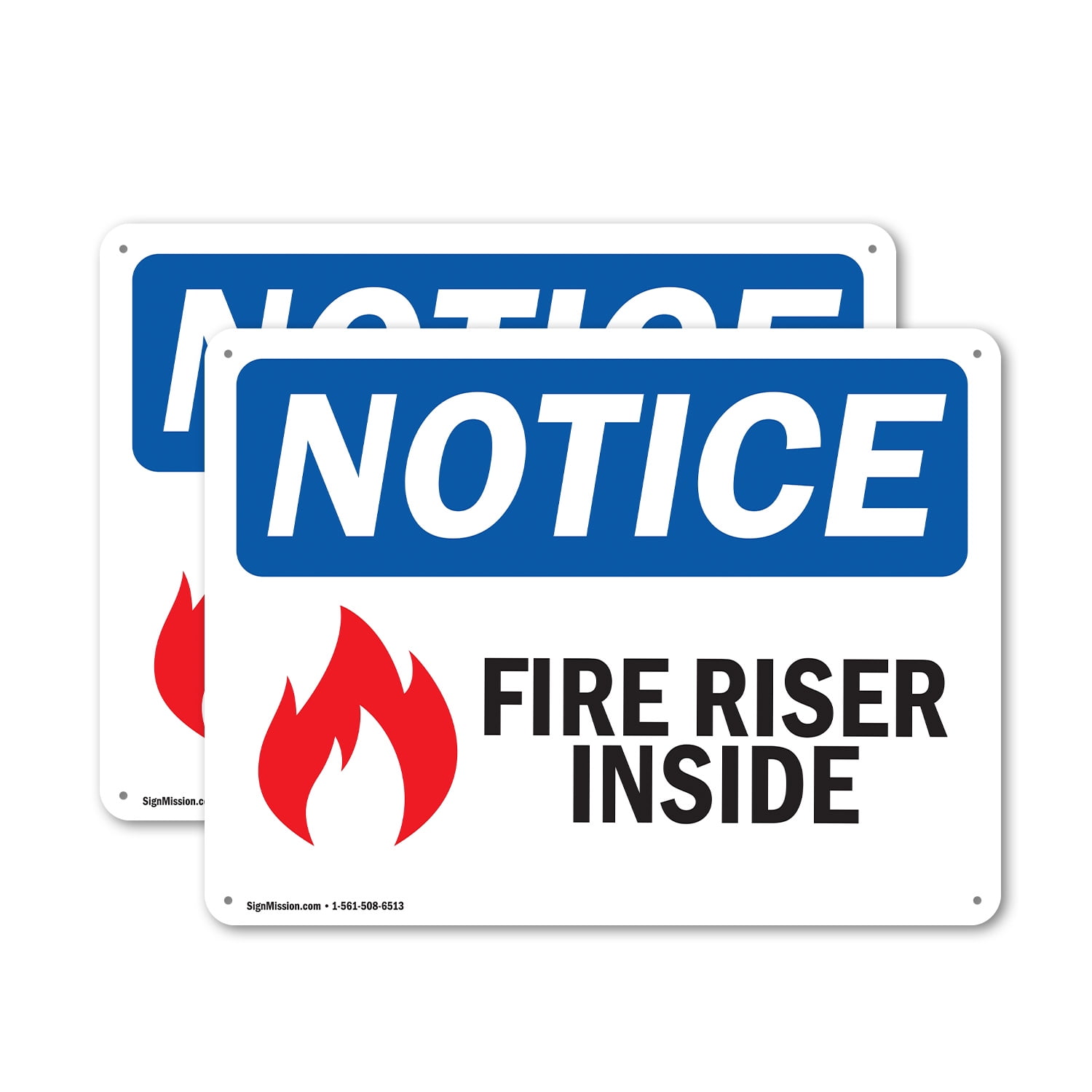 (2 Pack) Fire Riser Inside OSHA Notice Sign 14 Inch X 10 Inch Plastic ...