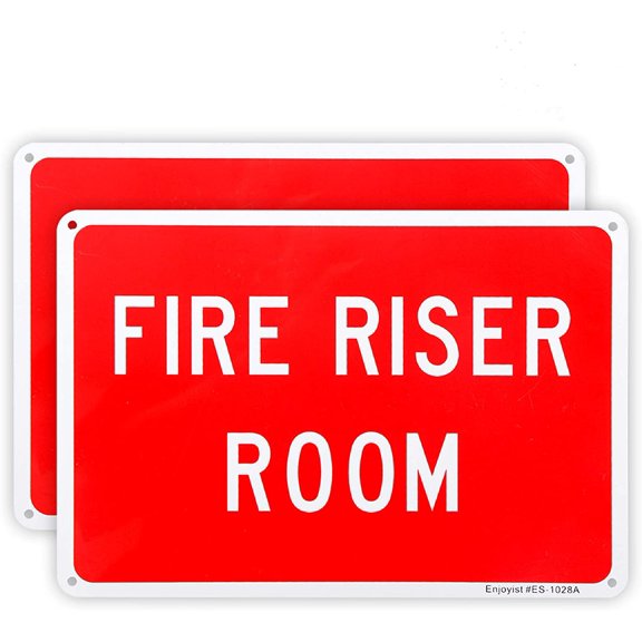 2-Pack Fire Riser Room Sign, 12"x 8" Aluminum Reflective Sign Rust Free Aluminum-UV Protected and Weatherproof