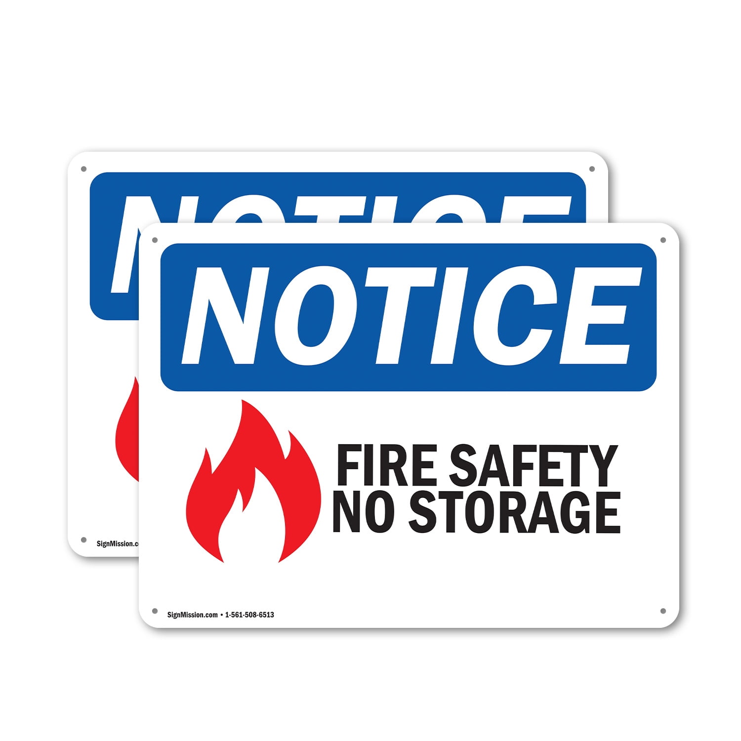 (2 Pack) Fire Safety No Storage OSHA Notice Sign 24 Inch X 18 Inch ...