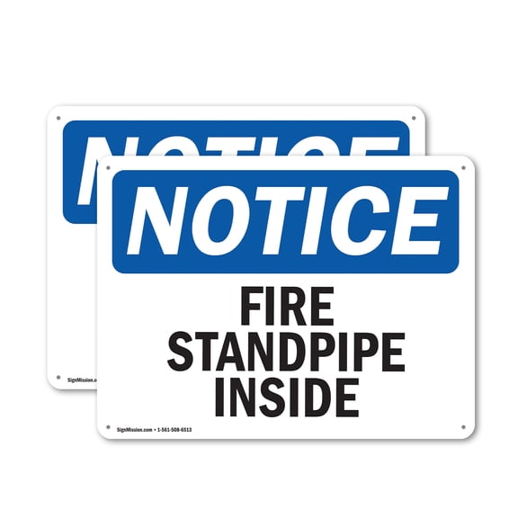 (2 Pack) Fire Standpipe Inside OSHA Notice Sign 24 Inch X 18 Inch Plastic Sign, Weather Resistant, UV Protected for Workplace, Business, and Construction Site, Made in the USA