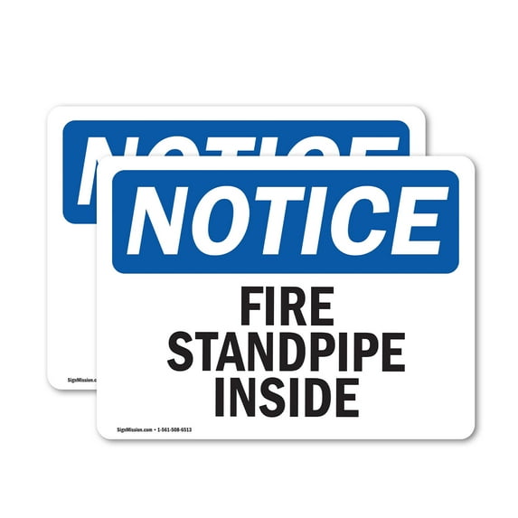 (2 Pack) Fire Standpipe Inside OSHA Notice Sign 24 Inch X 18 Inch Vinyl Label Decal Sticker Weather Resistant, UV Protected for Workplace, Business, and Construction Site, Made in the