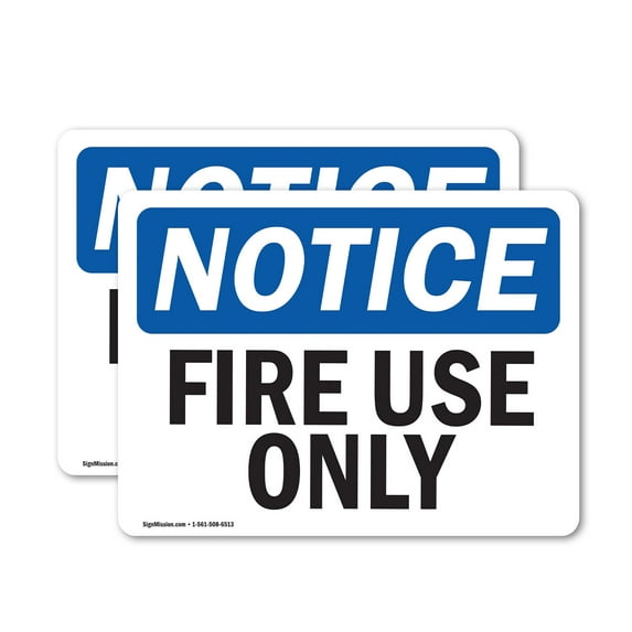 (2 Pack) Fire Use Only OSHA Notice Sign 5 Inch X 3.5 Inch Vinyl Label Decal Sticker Weather Resistant, UV Protected for Workplace, Business, and Construction Site, Made in the USA