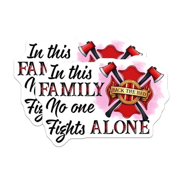 (2 Pack) Firefighter Family Stickers - Back The Red - Fire Dept Decals - 5" On Longest Side - Sticks to Smooth Flat Surfaces - Made in USA - BMCS15095