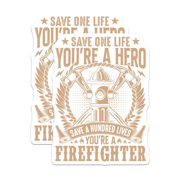 (2 Pack) Firefighter Hero Quote Magnets - First Responder Appreciation Display - Fire Hydrant Axe Art Decor - 5 Inches On Longest Side - Thick Durable Magnet - Made in USA - MAG19038