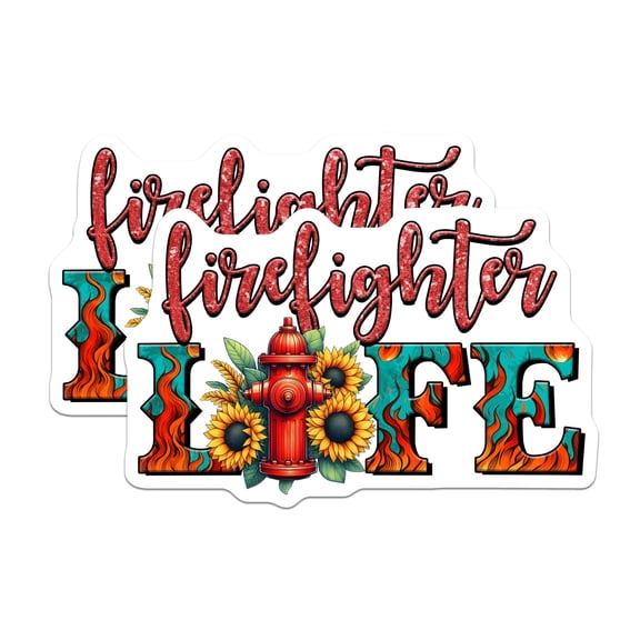 (2 Pack) Firefighter Life Magnets - Floral Fire Hydrant - First Responder Appreciation - 5" On Longest Side - Premium Magnet - for Cars, Refrigerators, Toolboxes, Lockers - Made in USA - MAG16367