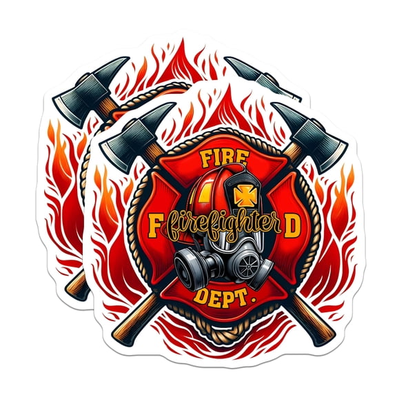 (2 Pack) Firefighter Magnets - Fire Dept Symbol- First Responder Decor - 5" On Longest Side - Premium Magnet - for Cars, Refrigerators, Toolboxes, Lockers - Made in USA - MAG15466