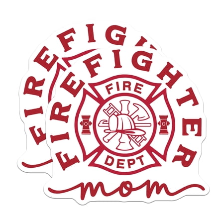 (2 Pack) Firefighter Mom Magnets - Fire Dept - Fire Rescue Supporter - 5" On Longest Side - Premium Magnet - for Cars, Refrigerators, Toolboxes, Lockers - Made in USA - MAG18907
