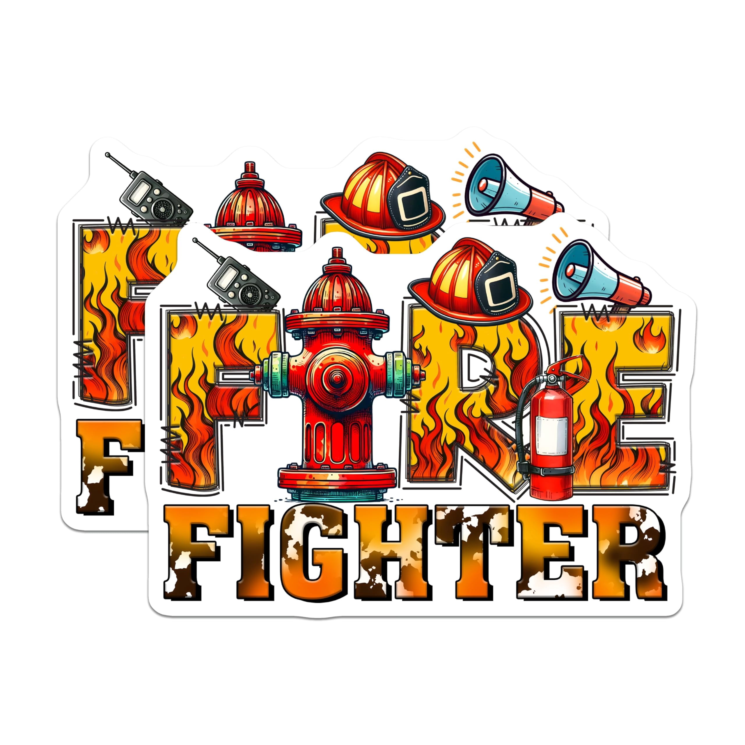 (2 Pack) Firefighter Stickers - Hero Decals - Fire Rescue Team Stickers ...