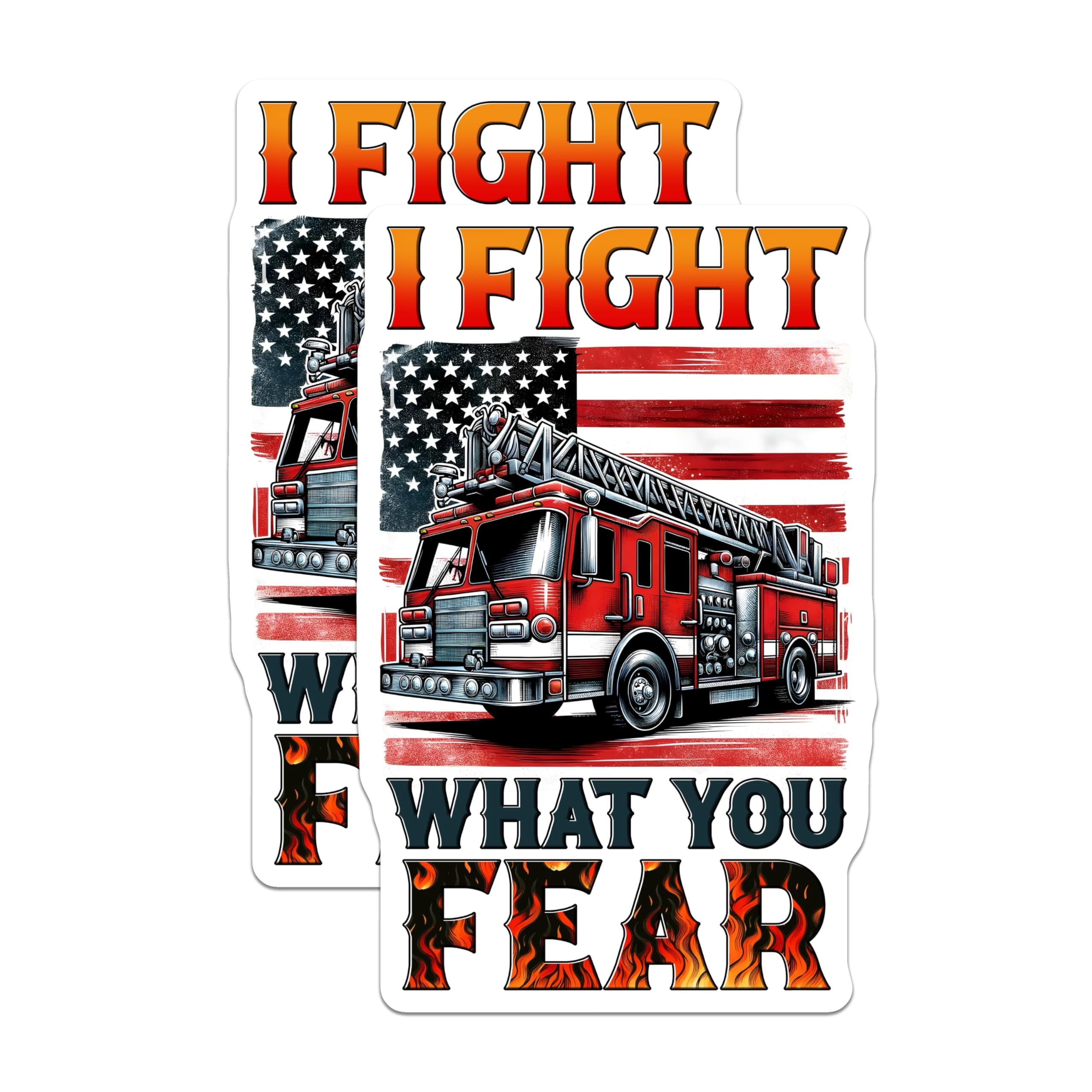 Fire Stickers (2 Pack) Firefighter Truck Stickers - American Flag Firemen - Heroic ...