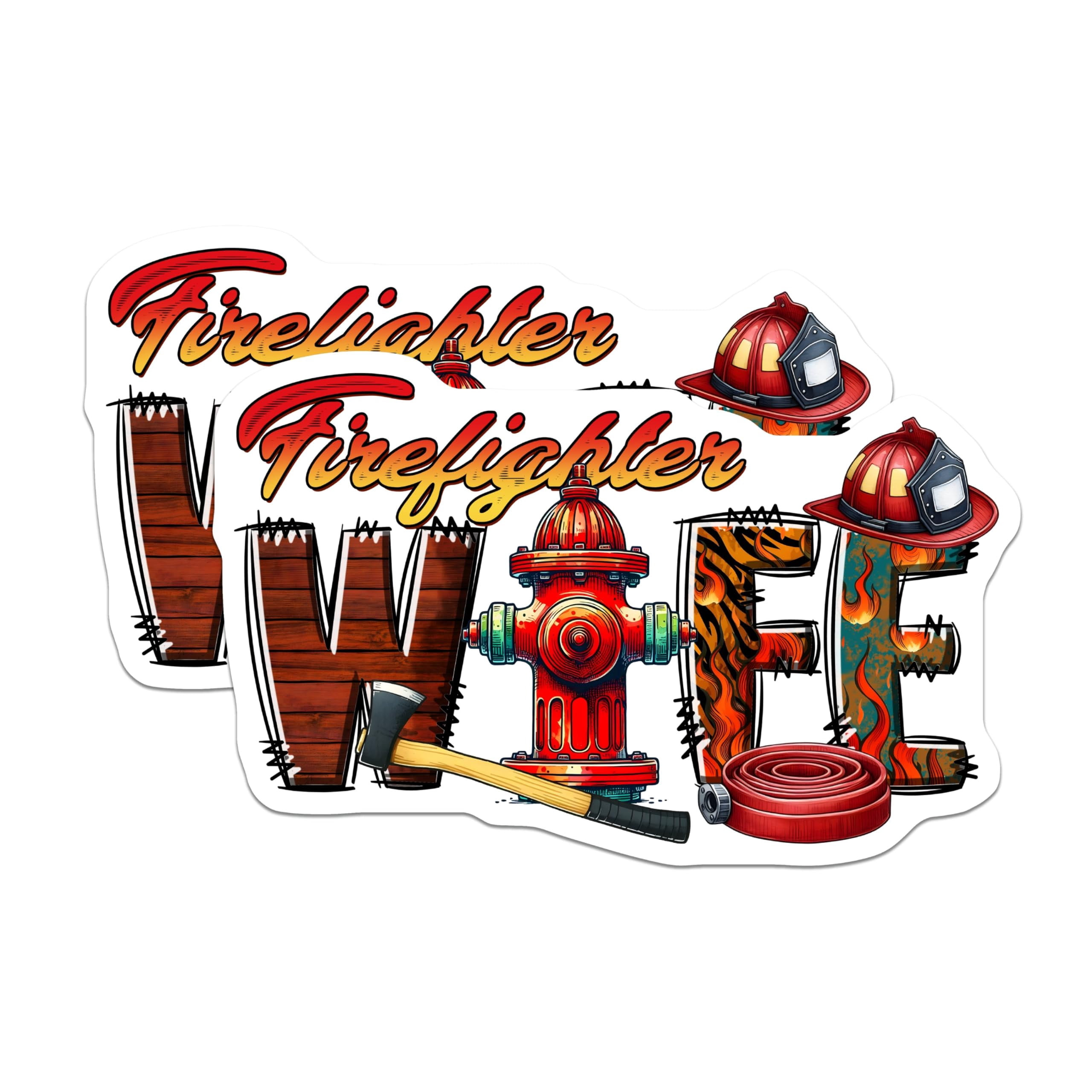(2 Pack) Firefighter Wife Stickers - Fire Department Love - Hero Wife ...