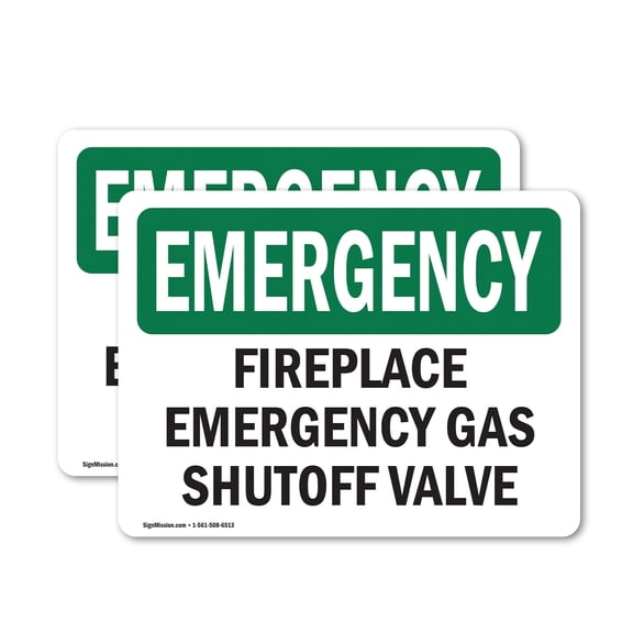 (2 Pack) Fireplace Gas Shutoff Valve OSHA Emergency Sign 5 Inch X 3.5 Inch Vinyl Label Decal Sticker Weather Resistant, UV Protected for Workplace, Business, and Construction Site, Made