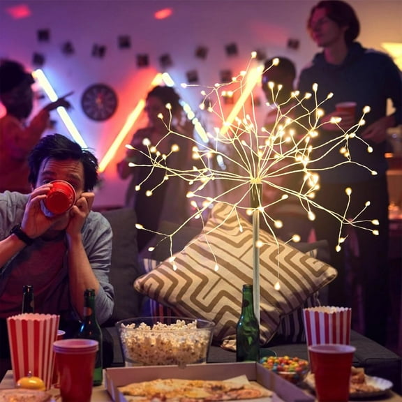 2 Pack Firework Centerpiece Lights, Firework Lights 120 LED Starburst Sphere Copper Star Lights, Battery Operated 8 Modes Spirit Tree with Remote Control, for Wedding Party Indoor Decor Gift