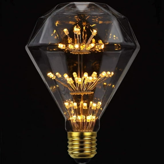 2 Pack Firework Light Bulb, 3W Retro Starry Light Bulb E27 Base Vintage Edison Dimmable LED Light Bulb Fairy Firework Decorative Light Bulb LED Light Bulbs
