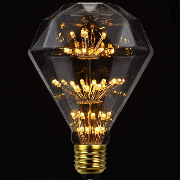 2 Pack Firework Light Bulb, 3W Retro Starry Light Bulb E27 Base Vintage Edison Dimmable LED Light Bulb Fairy Firework Decorative Light Bulb LED Light Bulbs