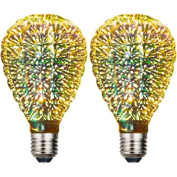 2 Pack Firework Light Bulb, E27 AC 85-220V 4W LED Light Bulbs Edison Classic Firework Bulb for Christmas, Birthday, Party, Wedding