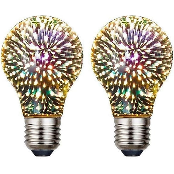2 Pack Firework Light Bulb, E27 AC 85-220V 4W LED Light Bulbs Edison Classic Firework Bulb for Christmas, Birthday, Party, Wedding