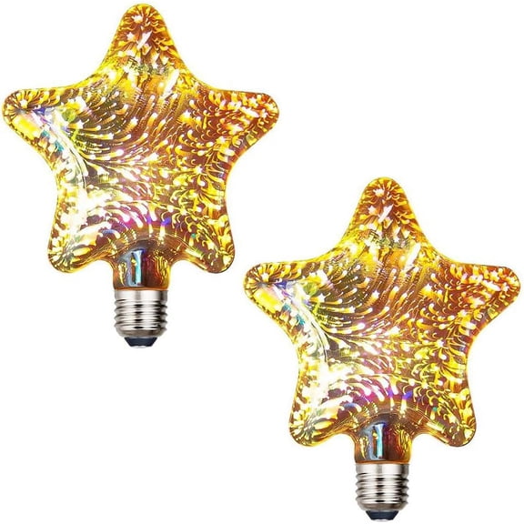 2 Pack Firework Light Bulb, E27 AC 85-220V 4W LED Light Bulbs Edison Classic Firework Bulb for Christmas, Birthday, Party, Wedding