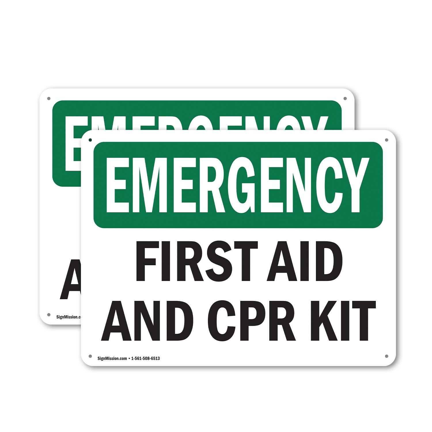 (2 Pack) First Aid And CPR Kit OSHA Emergency Sign 24 Inch X 18 Inch