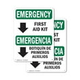 thumbnail image 1 of (2 Pack) First Aid Kit Bilingual OSHA Emergency Sign 10 Inch X 14 Inch Plastic Sign, Weather Resistant, UV Protected for Workplace, Business, and Construction Site, Made in the USA, 1 of 8