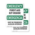 thumbnail image 1 of (2 Pack) First Aid Kit Inside Bilingual OSHA Emergency Sign 5 Inch X 3.5 Inch Vinyl Label Decal Sticker Weather Resistant, UV Protected for Workplace, Business, and Construction Site,, 1 of 7