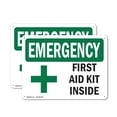 thumbnail image 1 of (2 Pack) First Aid Kit Inside With Symbol OSHA Emergency Sign 18 Inch X 12 Inch Indoor / Outdoor Rust-Free Aluminum Metal Signs for Workplace, Workshop, and Construction Site, Made in, 1 of 8