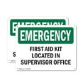 thumbnail image 1 of (2 Pack) First Aid Kit Located In Supervisor Office OSHA Emergency Sign 10 Inch X 7 Inch Indoor / Outdoor Rust-Free Aluminum Metal Signs for Workplace, Workshop, and Construction Site,, 1 of 8