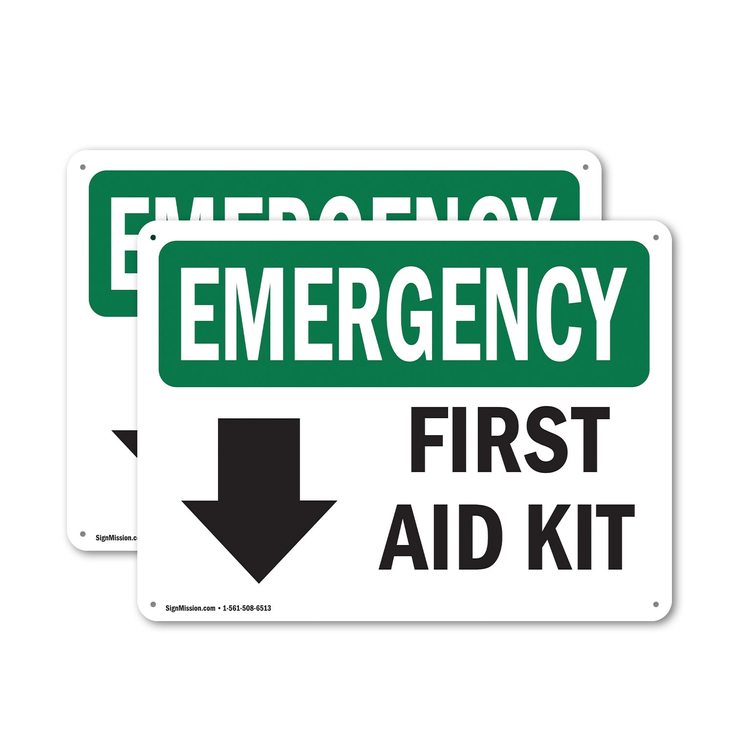 (2 Pack) First Aid Kit OSHA Emergency Sign 10 Inch X 7 Inch Indoor ...