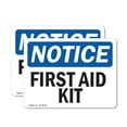thumbnail image 1 of (2 Pack) First Aid Kit OSHA Notice Sign 5 Inch X 3.5 Inch Vinyl Label Decal Sticker Weather Resistant, UV Protected for Workplace, Business, and Construction Site, Made in the USA, 1 of 7