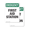 thumbnail image 1 of (2 Pack) First Aid Station OSHA Emergency Sign 12 Inch X 18 Inch Vinyl Label Decal Sticker Weather Resistant, UV Protected for Workplace, Business, and Construction Site, Made in the, 1 of 6