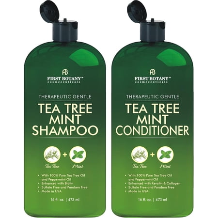 2 Pack First Botany Cosmeceuticals Tea Tree Mint Shampoo & Conditioner 16oz e...