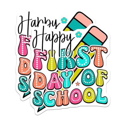 (2 Pack) First Day of School Magnets Magnets - Happy School Day D????cor - 5" On Longest Side - Made in USA - Sticks to Refrigerators & Metal Surfaces - MAG9123