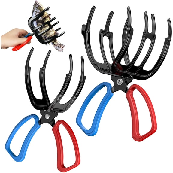 2 Pack Fish Grippers Non-Slip 2/3 Claw Fishing Pliers, Metal & ABS Plastic Multifunctional Fish Control Clamps