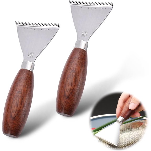 2 Pack Fish Scale Remover, 304 Stainless Steel Fish Scaler Scraping Tool, Serrated Fish Cleaning Tools,Sharp Fish Descaler Tool for Restaurant Chef and Home Cooking Seafood Tools