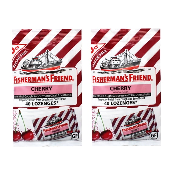 Fisherman's Friend 2 Pack Cooling Cough Suppressant Sugar Free Lozenges Cherry 40 Count