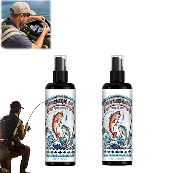 2 Pack Fishing Bait Attractant Spray, Natural Scent Fish Lure Enhancer with Strong Aroma, Freshwater Saltwater Angling Additive, Quick Diffusion for Lake River Ocean(xww)