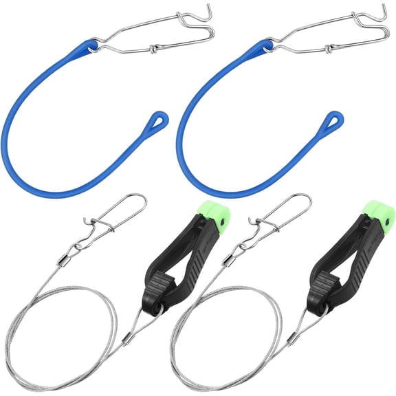 2 Pack Fishing Downrigger Release Clip Snap Weights Clips with 17.7" Leader and 2 Pack Fishing Downrigger Weight Snubber for Offshore Planer Board Weight Kite Trolling